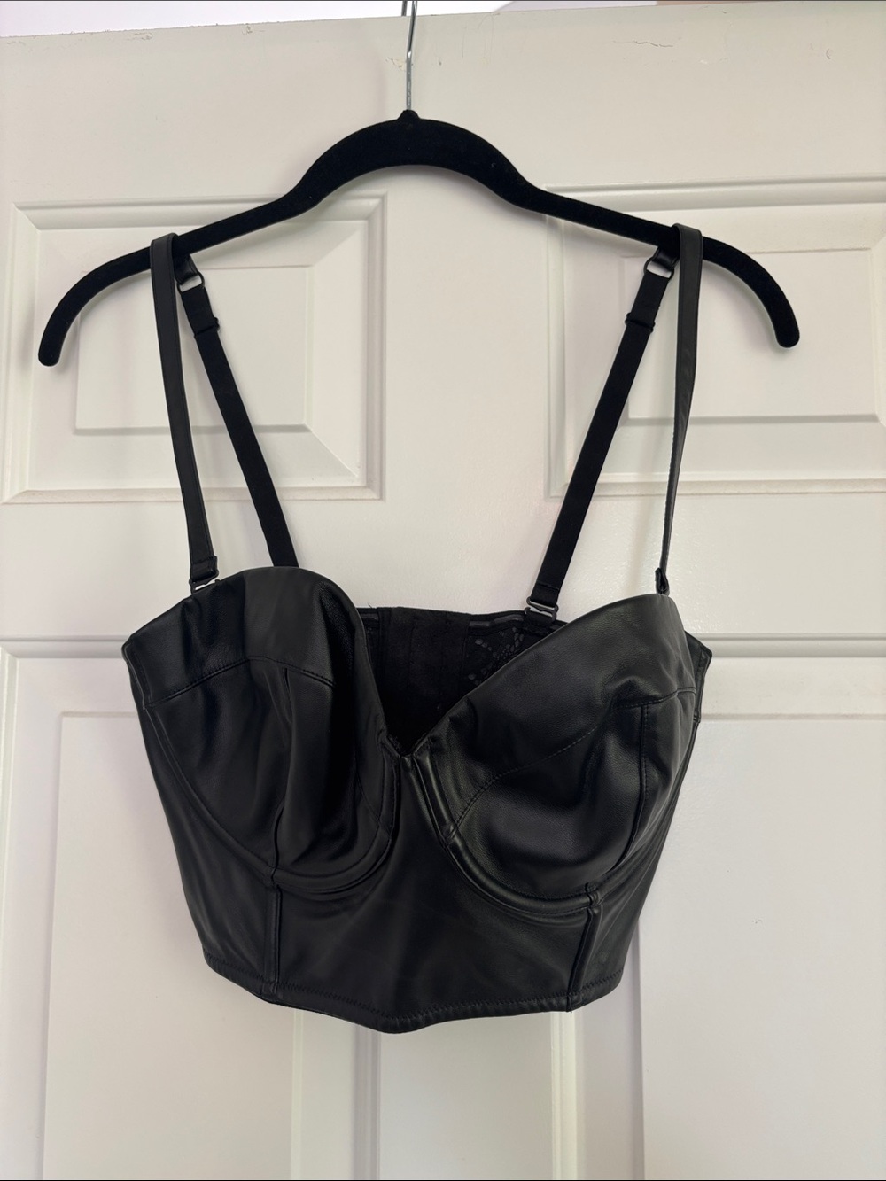 Victoria's Secret Black Lace Faux Leather Balconette Bra